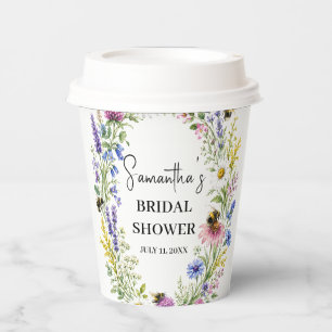 She Found her Honey Bee Wildflower Bridal Shower Paper Cups