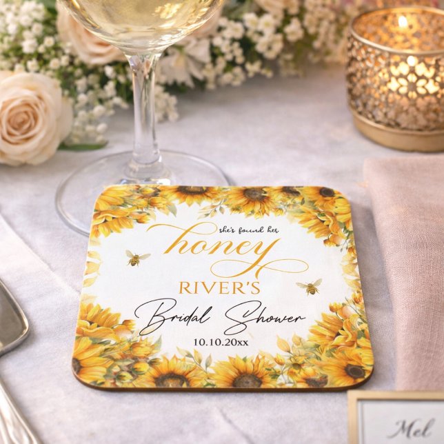 She Found Her Honey Bridal Shower Favour Coaster (Creator Uploaded)