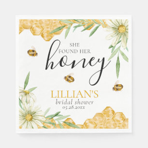 She Found Her Honey Bridal Shower Floral Bee  Napkin