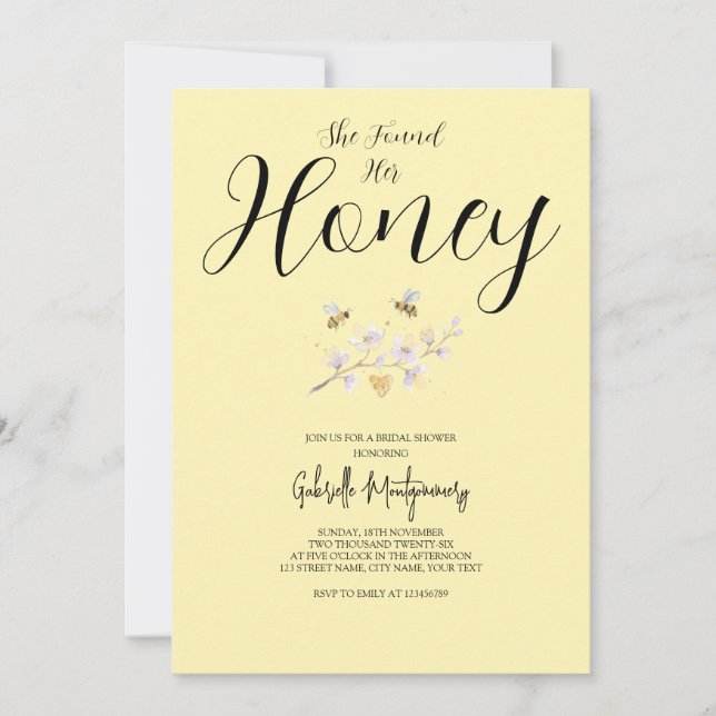 She Found Her Honey Bridal Shower  Invitation (Front)