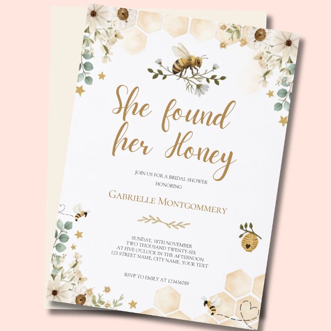 She Found Her Honey Bridal Shower  Invitation (Creator Uploaded)