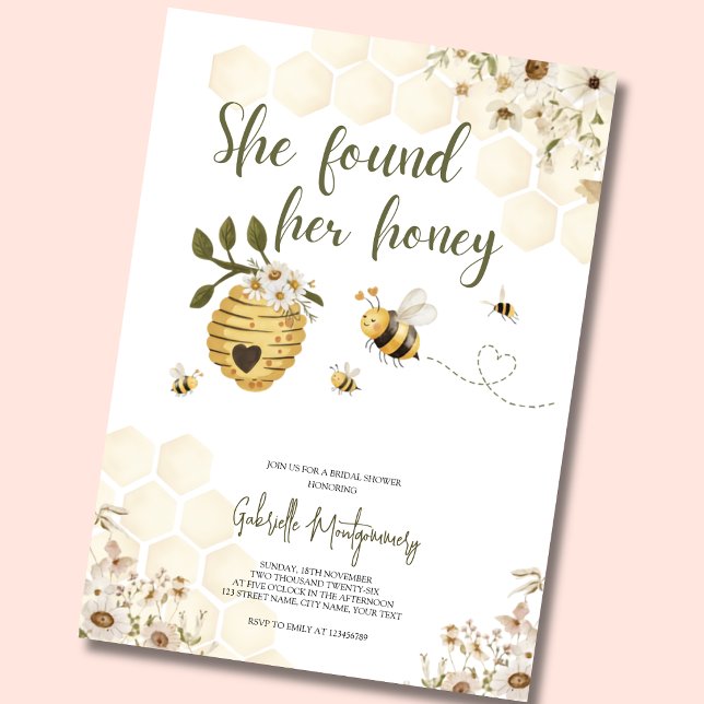 She Found Her Honey Bridal Shower  Invitation (Creator Uploaded)