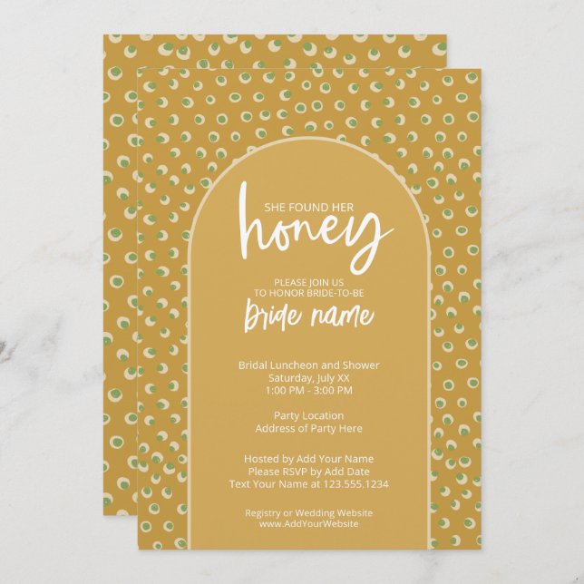 She Found Her Honey - Bridal Shower Invitation (Front/Back)