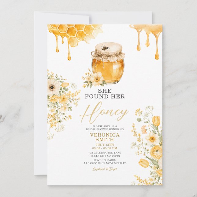 She Found Her Honey Bridal Shower Invitation (Front)