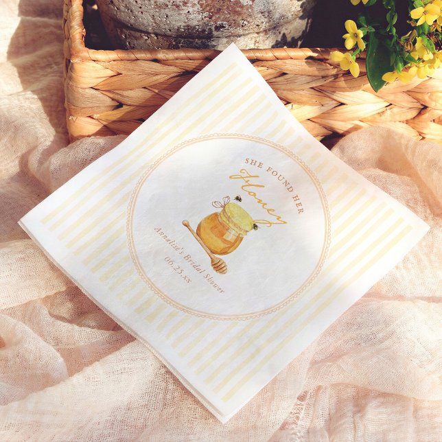 She Found Her Honey Bridal Shower Napkin (Creator Uploaded)
