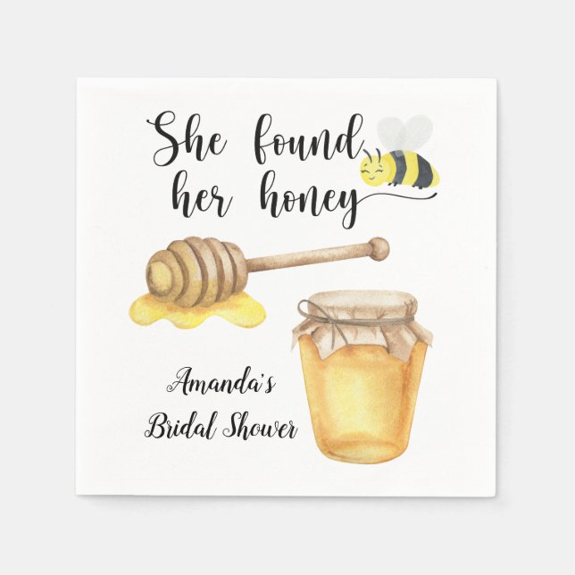 She found her honey Bridal shower Napkin (Front)