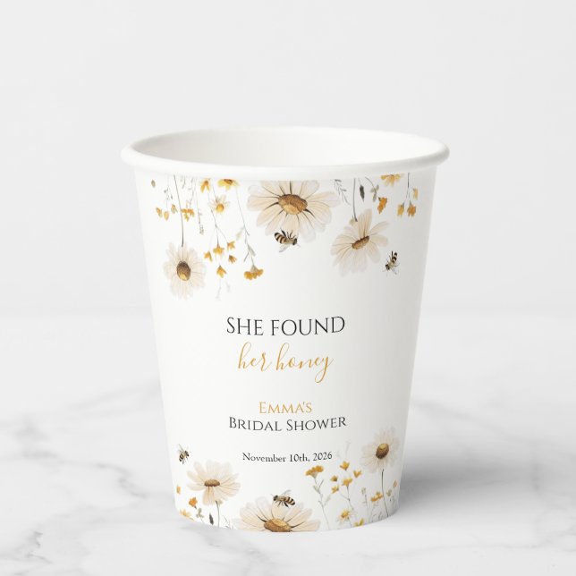 She Found Her Honey Bridal Shower  Paper Cups (Front)