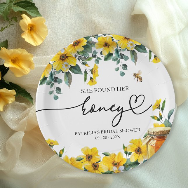 She Found Her Honey Bridal Shower Paper Plate (Creator Uploaded)