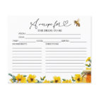 She Found Her Honey Bridal Shower Recipe Card