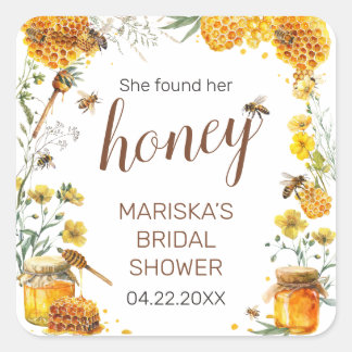She Found her Honey Bridal Shower Square Sticker