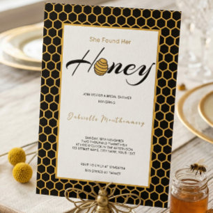 She Found Her Honey Butter Yellow Honeycomb Bridal Invitation