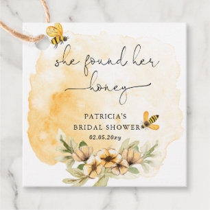 She Found Her Honey Floral Bee Bridal Shower Favour Tags