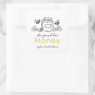 She found her Honey Hand-drawn Bridal Shower Square Sticker