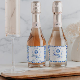 She Found Her Honey Honey Blue Greece Bachelorette Sparkling Wine Label