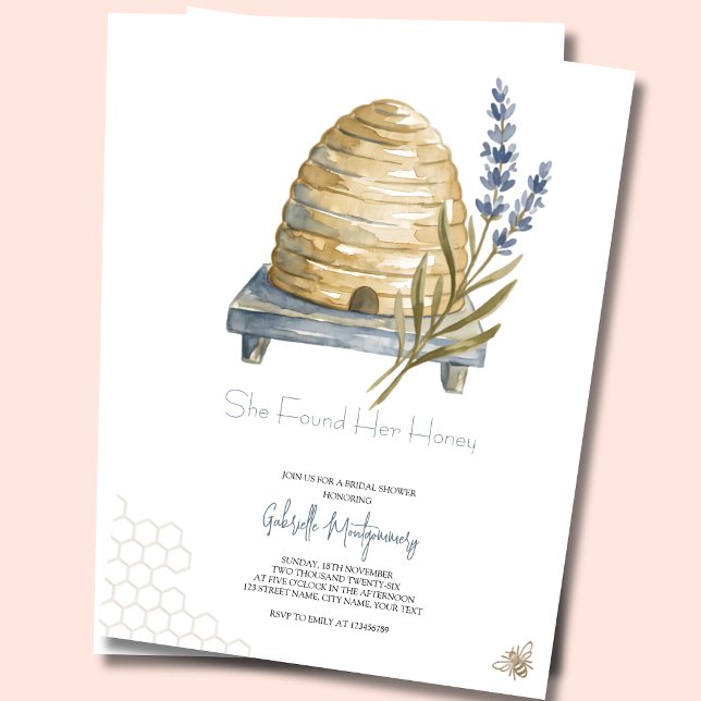 She Found Her Honey Modern Minimal Bridal Shower  Invitation (Creator Uploaded)