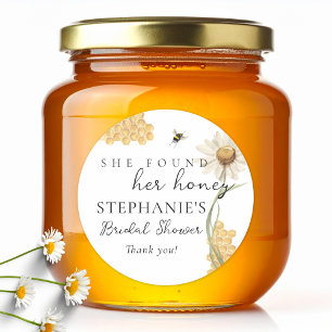 She Found Her Honey Personalised Bridal Shower Classic Round Sticker