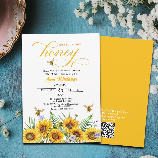 She Found Her Honey QR Code Bridal Shower Invitation (Creator Uploaded)
