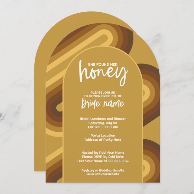 She Found Her Honey - Retro Stripes Bridal Shower Invitation (Front/Back)