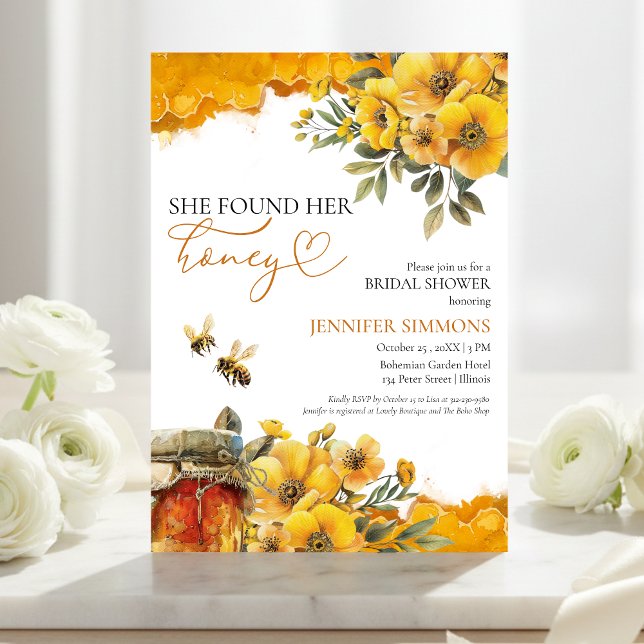 She Found Her Honey | Watercolor Bridal Shower Invitation (Creator Uploaded)