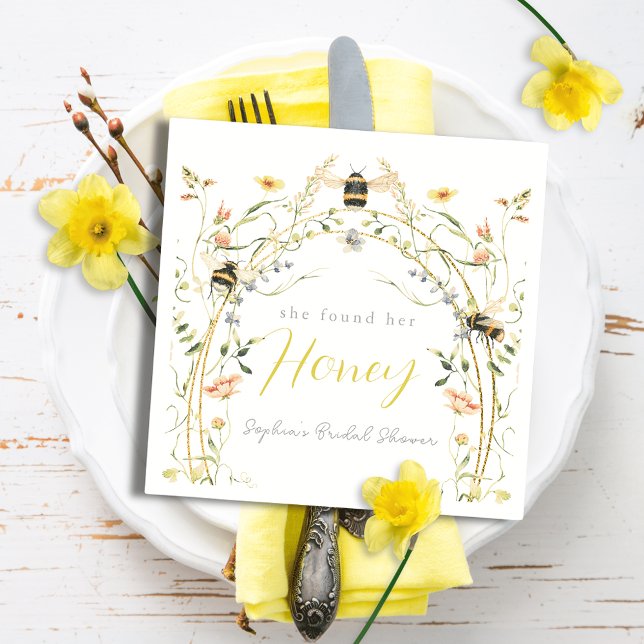 She found her Honey Wildflower Bridal Shower Napkin (Creator Uploaded)