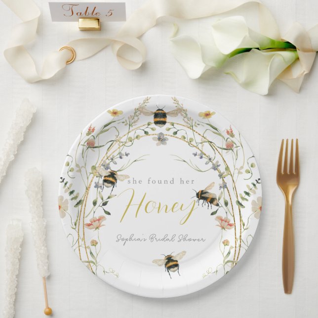 She found her Honey Wildflower Bridal Shower Paper Plate (Wedding)