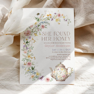 She Found Her Honey Wildflower Bridal Shower Tea Invitation