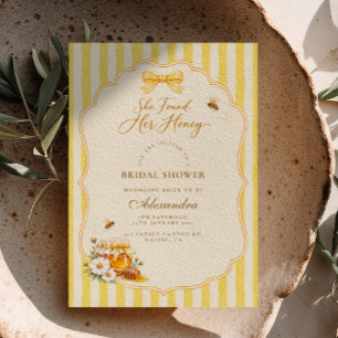 She Found Her Honey Yellow Bow Invitation