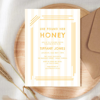 She Found Her Honey Yellow Stripes Bridal Shower Invitation