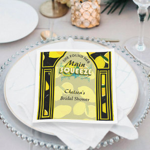 She Found Her Main Squeeze Black & Yellow Elegant Napkin