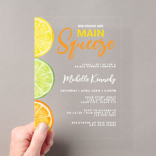 She Found Her Main Squeeze Bridal Shower Acrylic Invitations