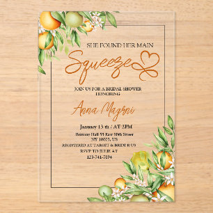 She Found Her Main Squeeze Bridal Shower Custom Acrylic Invitations