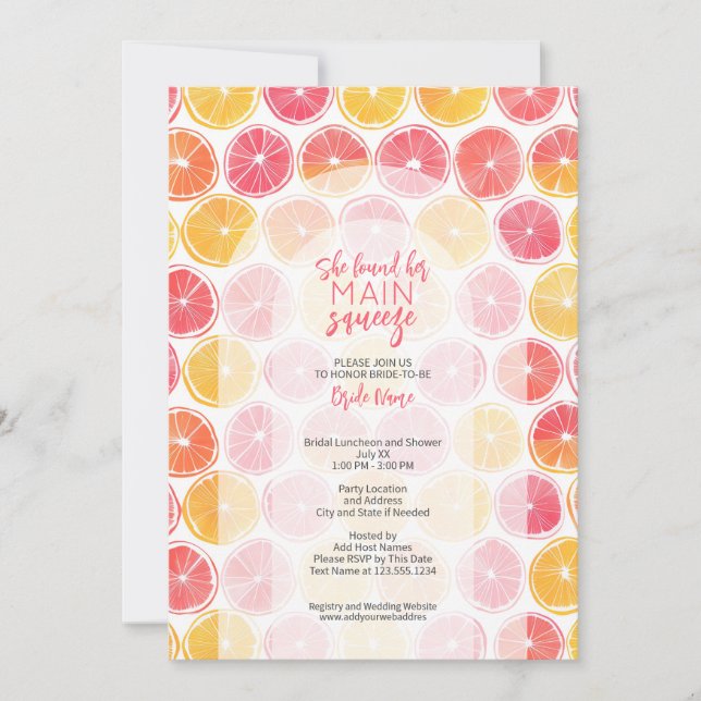 She Found Her Main Squeeze Bridal Shower Invitation (Front)