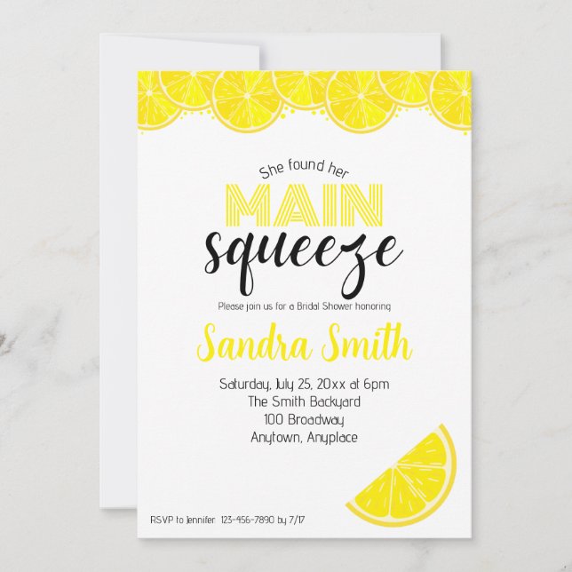 She Found Her Main Squeeze Bridal Shower Invitation (Front)