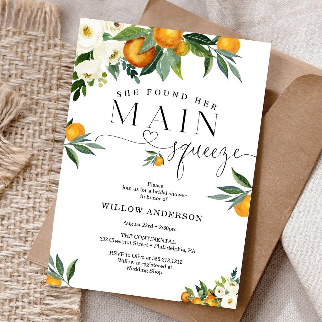 She Found Her Main Squeeze Bridal Shower Invitation (Creator Uploaded)