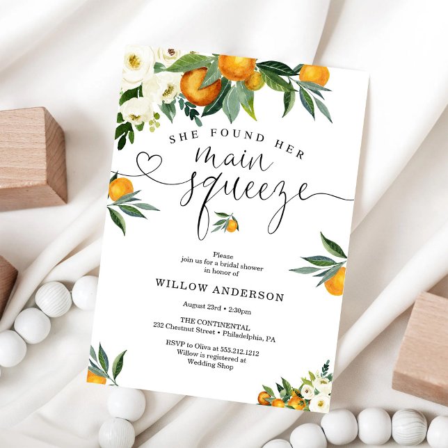 She Found Her Main Squeeze Bridal Shower Invitation (Creator Uploaded)