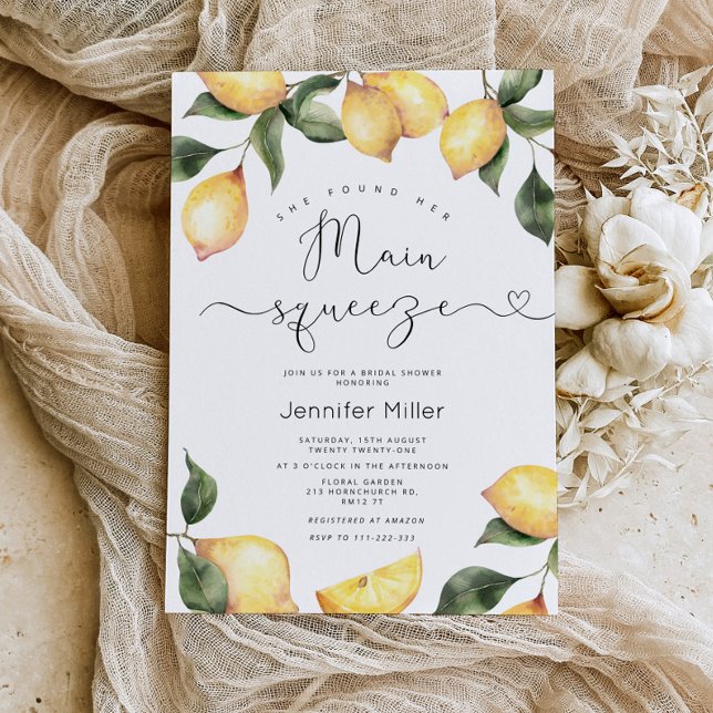 She Found Her Main Squeeze Bridal Shower Invitation (Creator Uploaded)