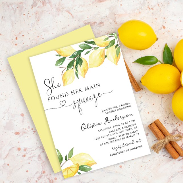 She found her Main Squeeze Bridal Shower Invitation (Creator Uploaded)