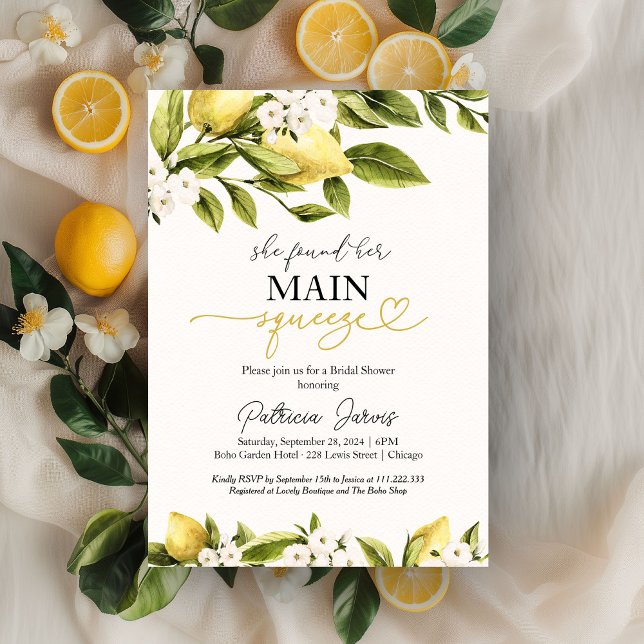 She Found Her Main Squeeze Bridal Shower Invitation (Creator Uploaded)