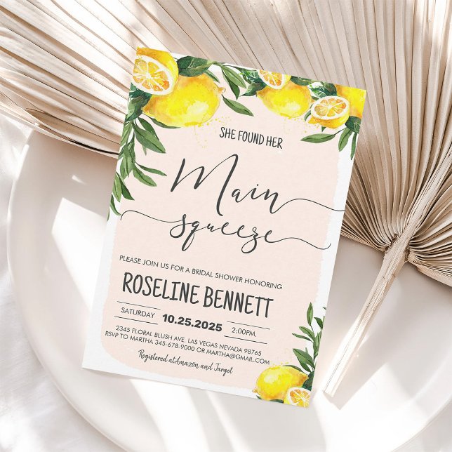 She Found Her Main Squeeze Bridal Shower Invitation (Creator Uploaded)