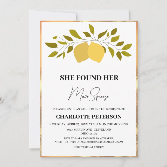 She Found Her Main Squeeze Bridal Shower Invitation (Front)