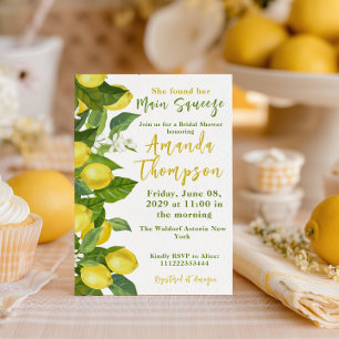 She Found Her Main Squeeze Bridal Shower Lemon Invitation