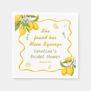 She Found Her Main Squeeze Bridal Shower Lemon  Napkin