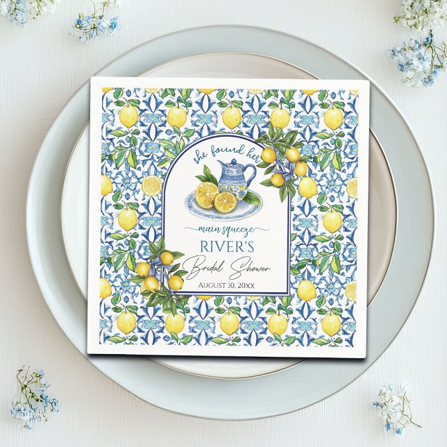 She Found Her Main Squeeze Bridal Shower Napkin (Creator Uploaded)