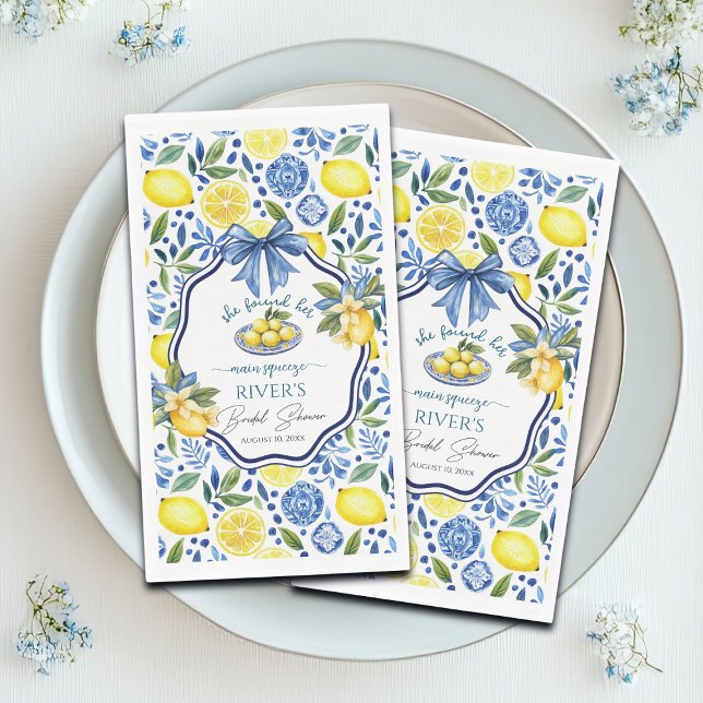 She Found Her Main Squeeze Bridal Shower Napkin (Creator Uploaded)