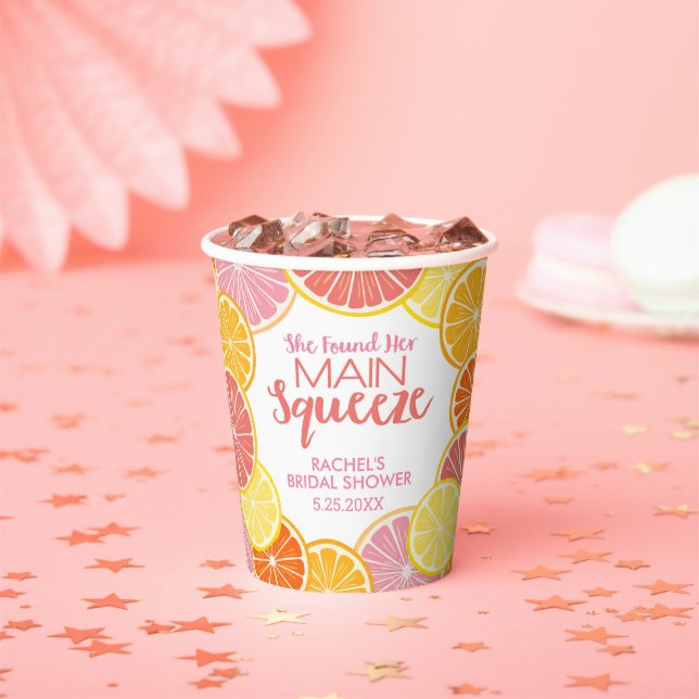 She Found Her Main Squeeze Bridal Shower Paper Cups (Insitu)