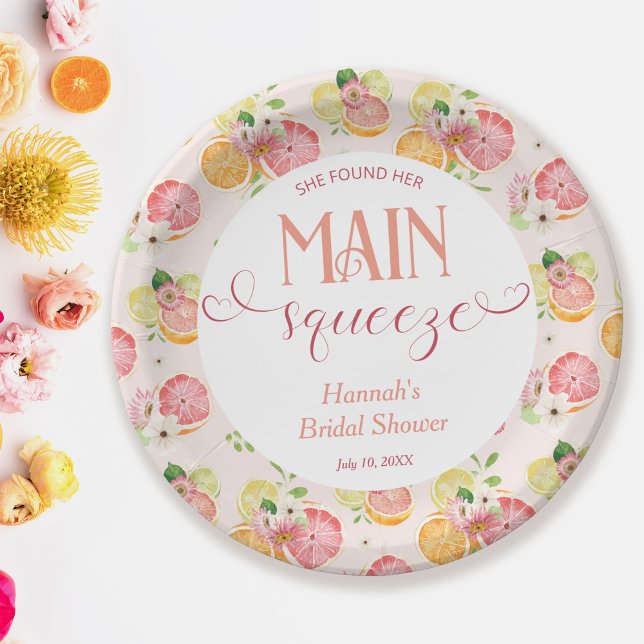She Found Her Main Squeeze Bridal Shower Paper Plate (Creator Uploaded)