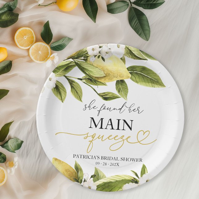 She Found Her Main Squeeze Bridal Shower Paper Plate (Creator Uploaded)