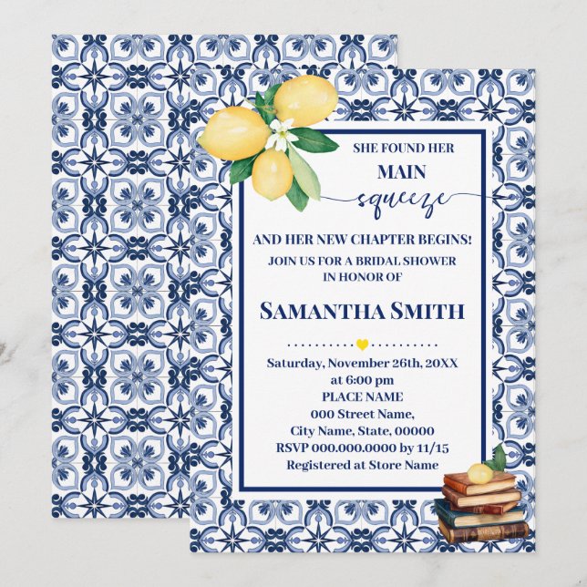 She Found Her Main Squeeze Bridal Shower Save The Date (Front/Back)