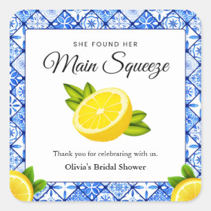 She Found Her Main Squeeze Bridal Shower  Square Sticker