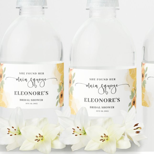 She Found her Main Squeeze Bridal Shower  Water Bottle Label (Creator Uploaded)